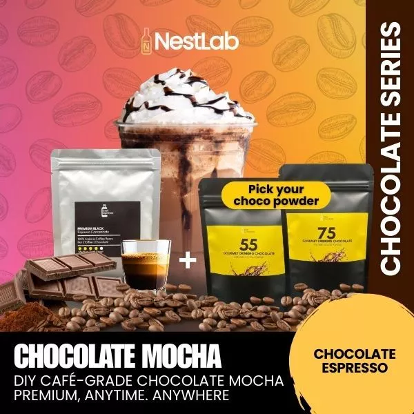 Chocolate Mocha - DIY Your Chocolate Mocha at Home with Nestlab | 100% Arabica coffee & 55% or 75% Choco