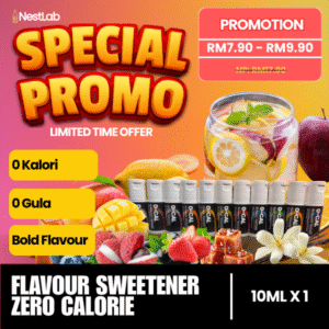 Nestlab - Zero Gula Sweetener Flavor - Pengganti Gula Putih Berperisa Buah Tiada Kalori - 10ml