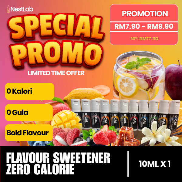Nestlab - Zero Gula Sweetener Flavor - Pengganti Gula Putih Berperisa Buah Tiada Kalori - 10ml