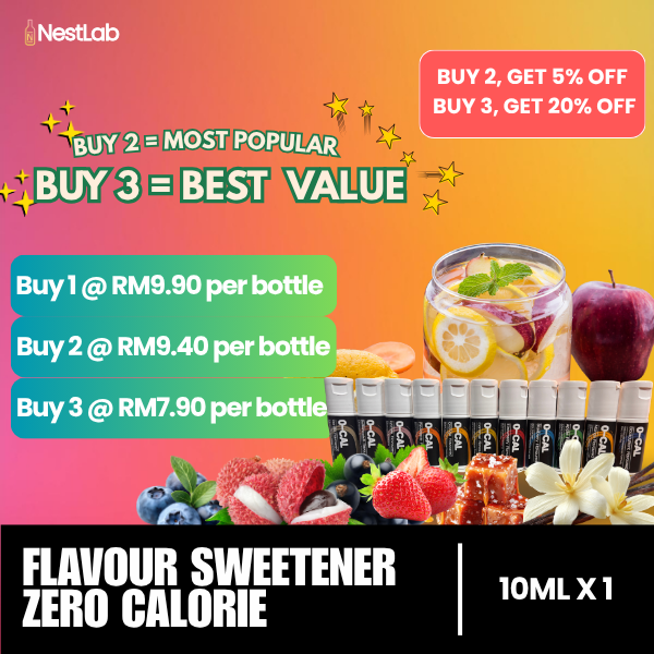 Nestlab - Zero Gula Sweetener Flavor - Pengganti Gula Putih Berperisa Buah Tiada Kalori - 10ml - Image 2