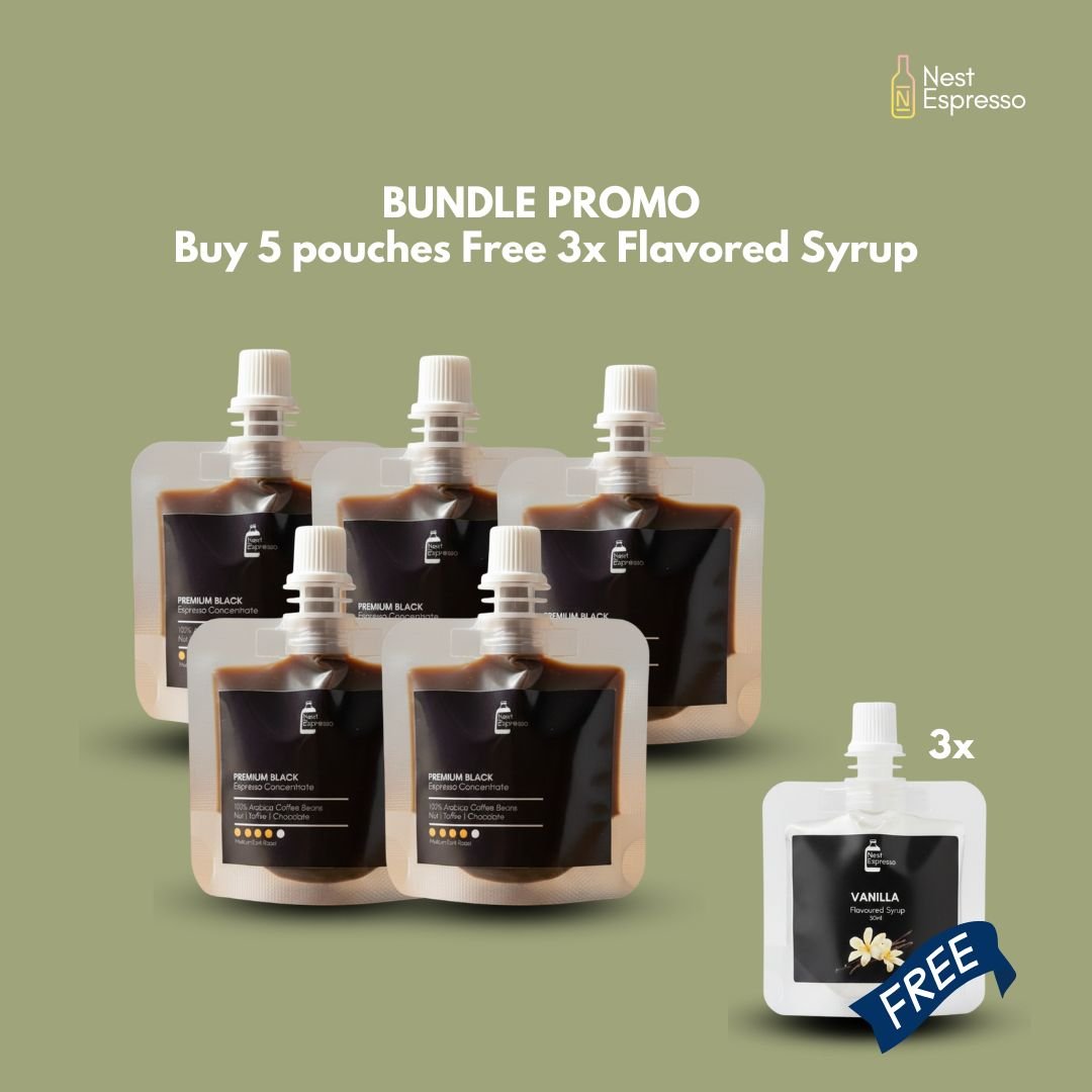 5x Espresso Concentrate in Pouch- with Free Vanilla Syrup | 30ml x5